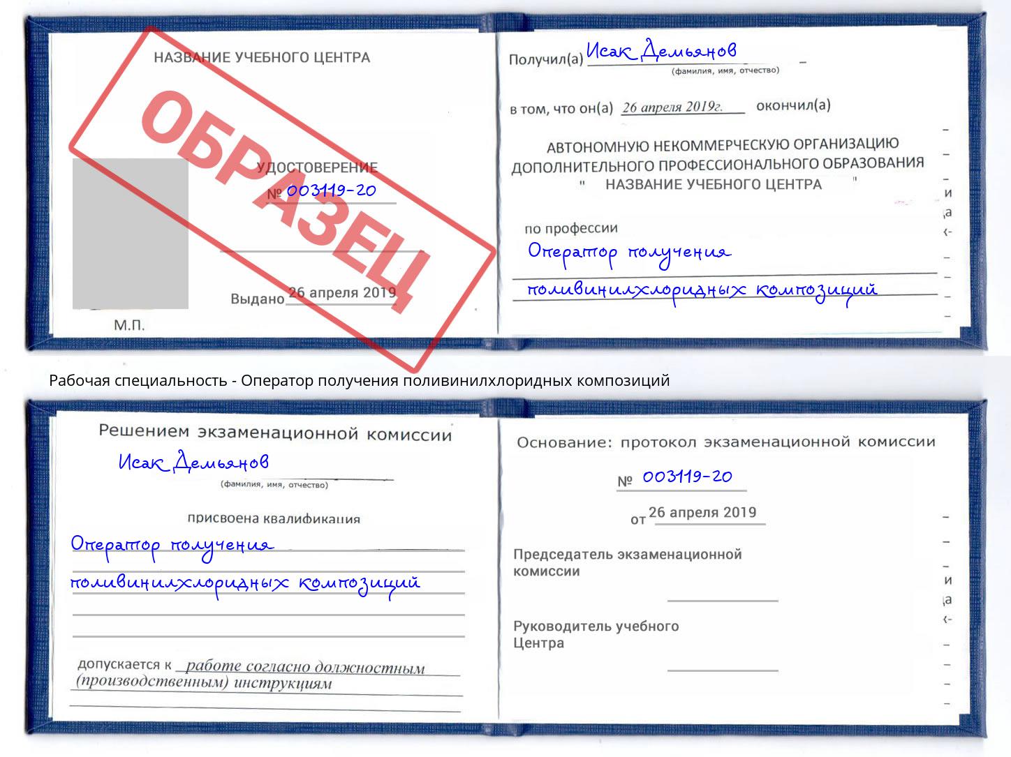 Оператор получения поливинилхлоридных композиций Пыть-Ях