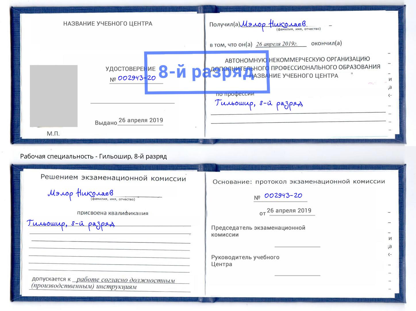 корочка 8-й разряд Гильошир Пыть-Ях