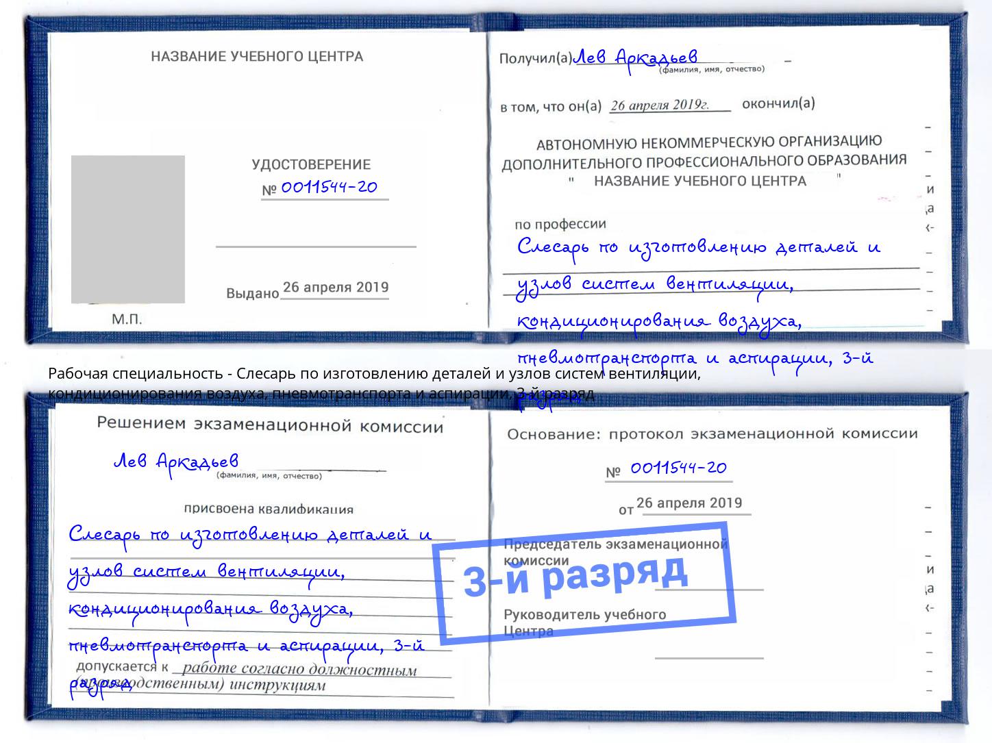 корочка 3-й разряд Слесарь по изготовлению деталей и узлов систем вентиляции, кондиционирования воздуха, пневмотранспорта и аспирации Пыть-Ях